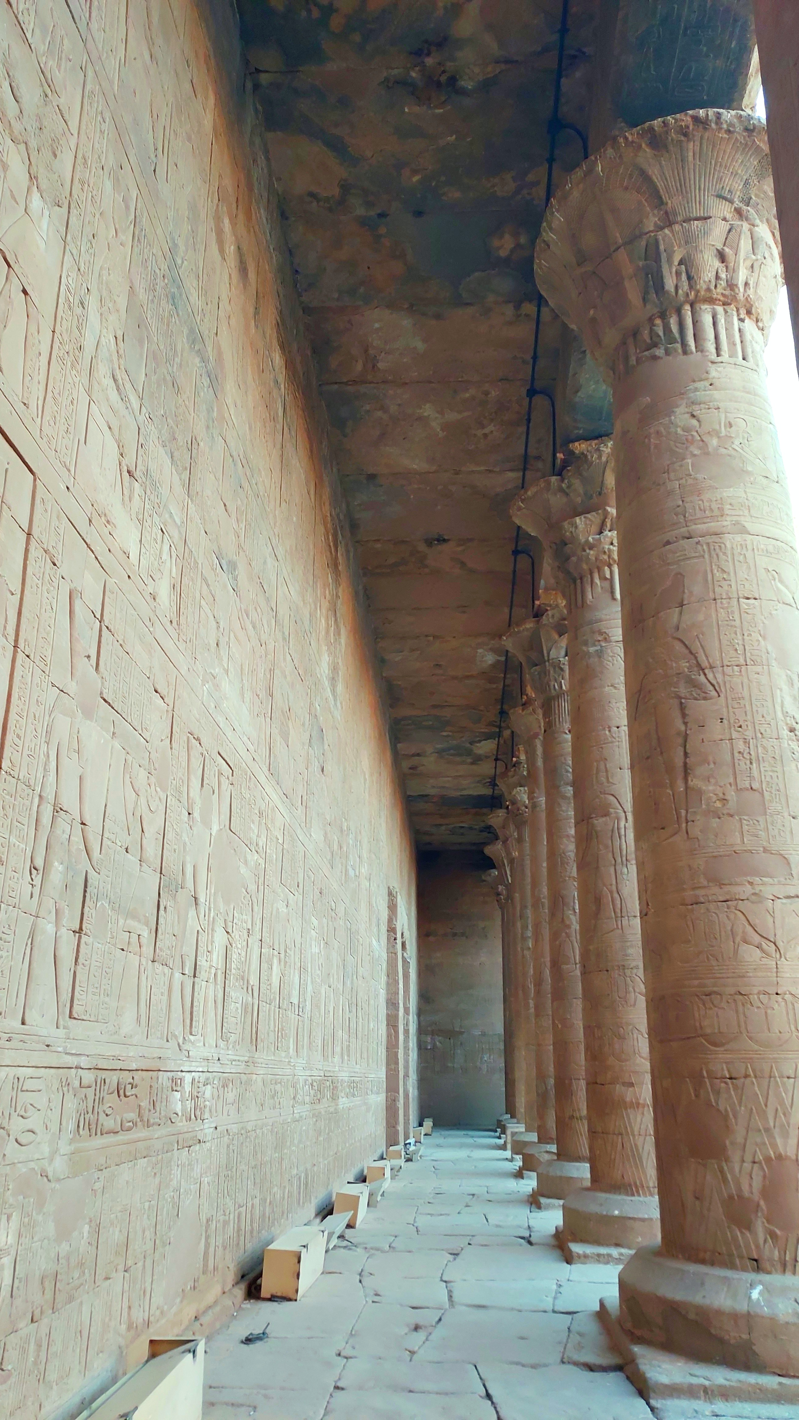 The pillars and hieroglyphics at Edfu Temple