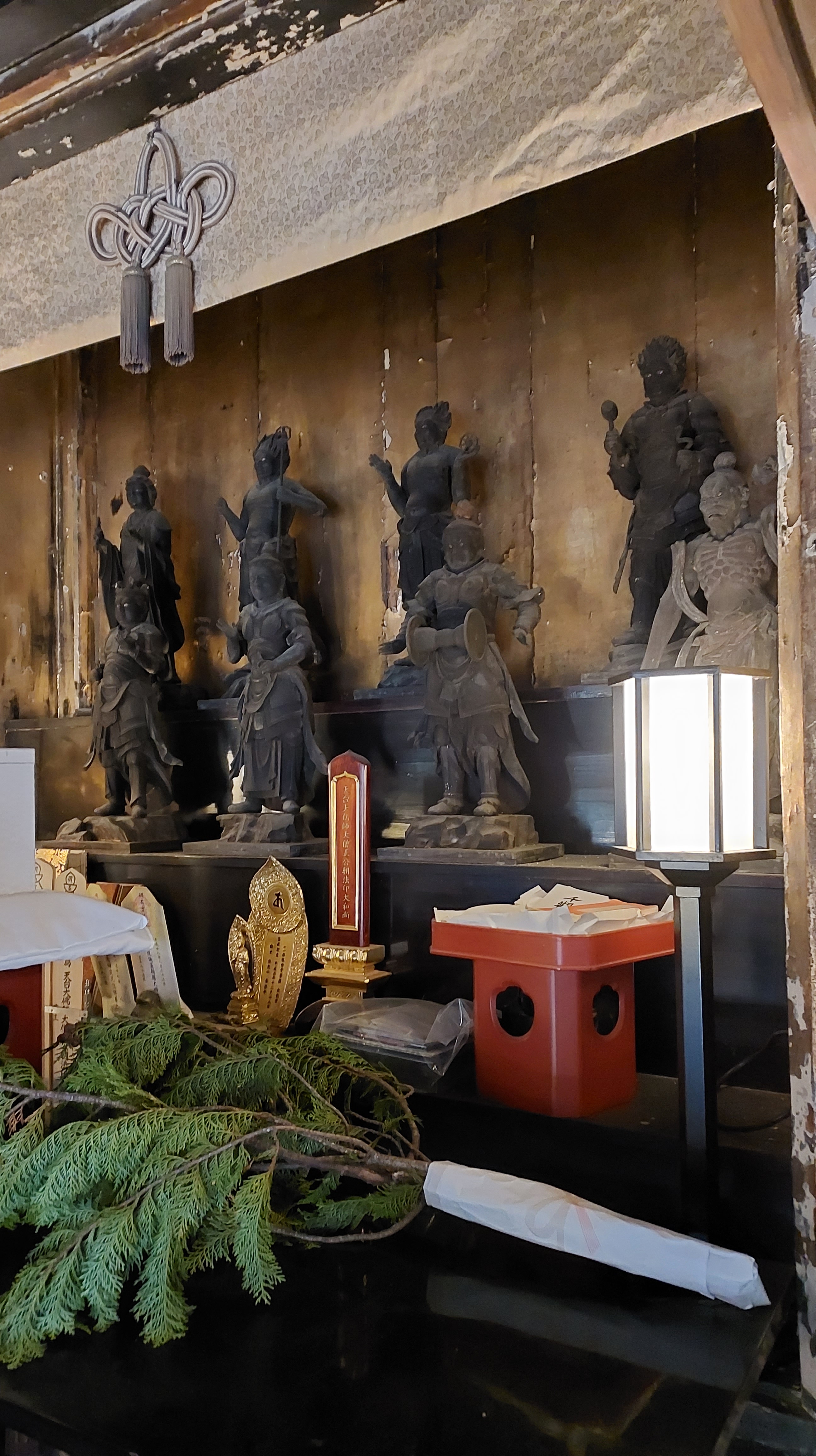 Buddhist statues kept in the main prayer hall of Otagi Nenbutsuji temple