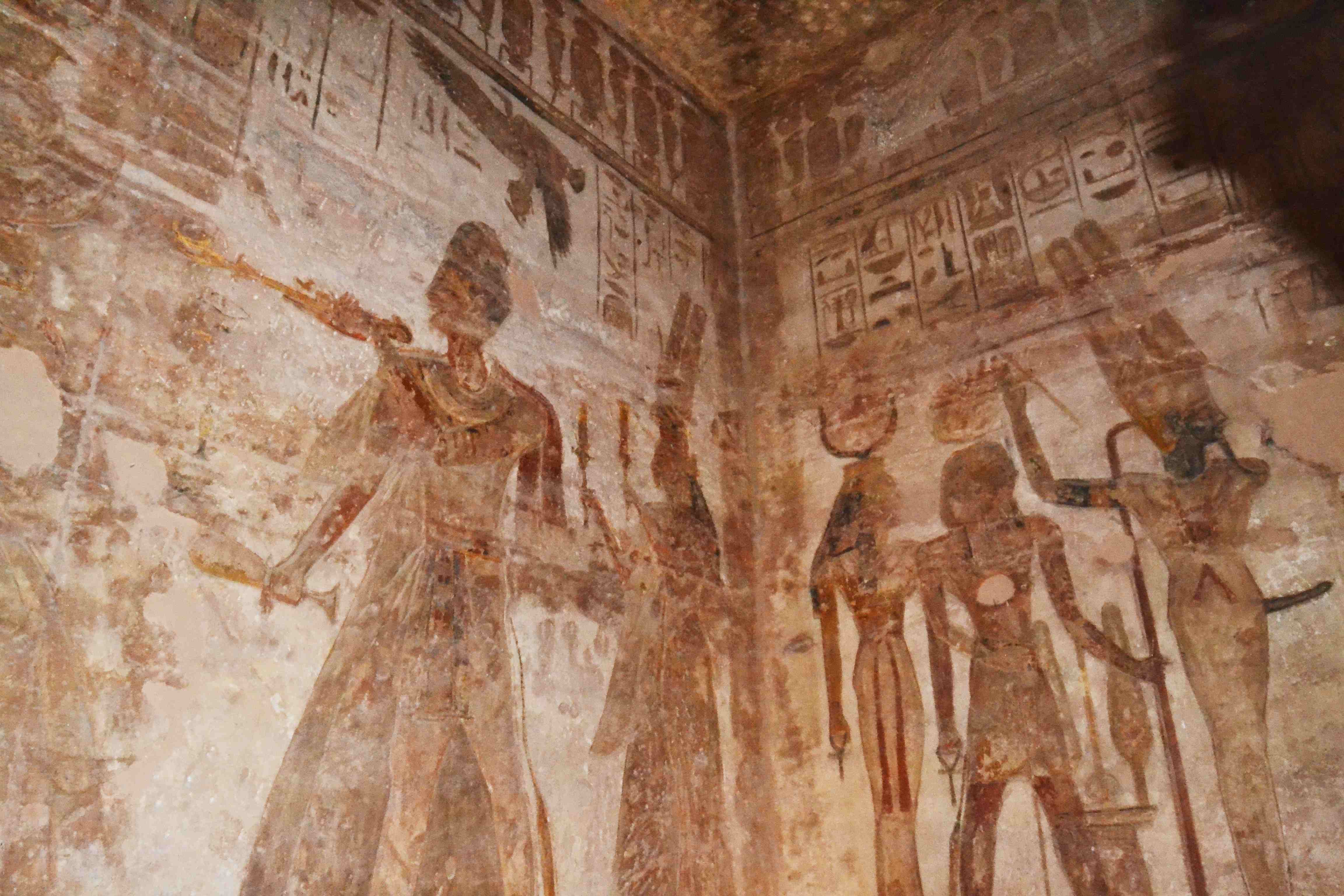 The Abu Simbel interior full of hieroglyphics that depicts the life and achievements of Ramses II